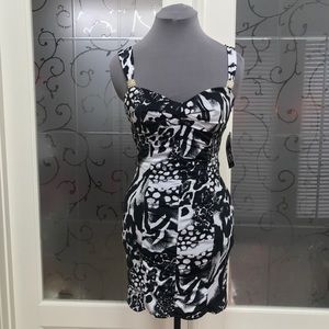 NWT- LOVE- blk &wht body-con animal print dress